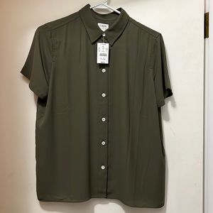 Olive green short sleeve button down